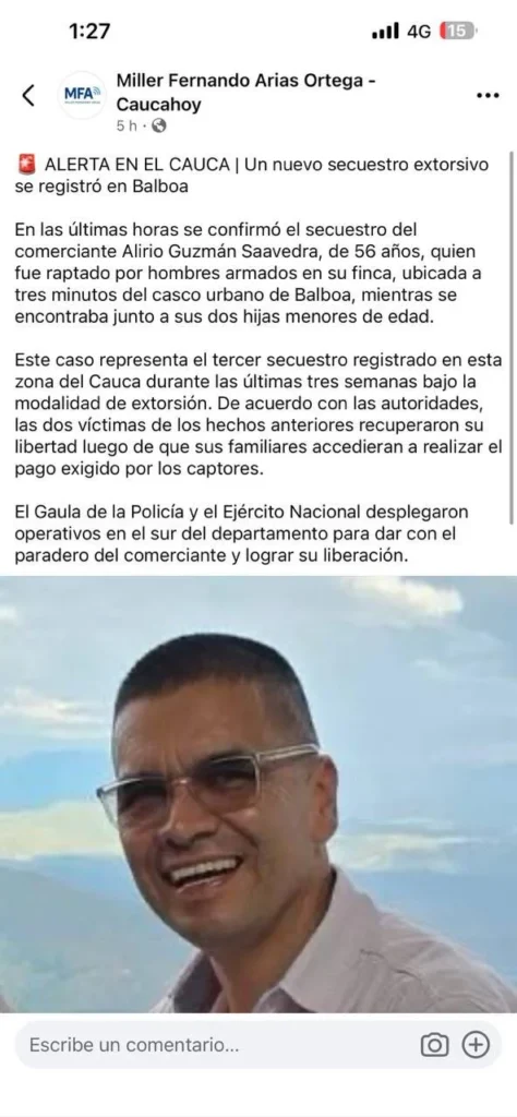 Se lo llevaron del municipio de Balboa